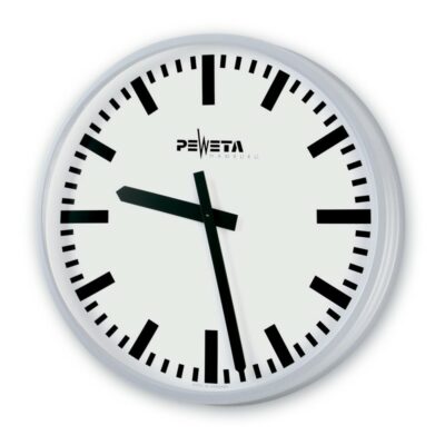 PEWETA 52.350.521 Funkuhr 230 V für innen, Ø 546 mm, Zifferblatt weiß, DIN-Balkenziffern