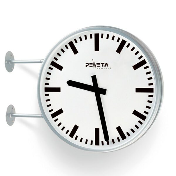PEWETA 91.352.x doppelseitige Netzwerk Uhr, NTP Synchronisation und PoE Spannungsversorgung, Ø 446 mm, DIN-Balken