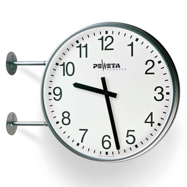 PEWETA 91.732.512 doppelseitige Außenuhr Netzwerk Uhr, NTP Synchronisation und PoE Spannungsversorgung, Ø 546 mm
