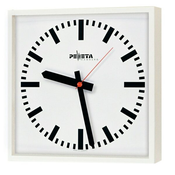 PEWETA 81.281.421 Nebenuhr, DCFport24 Impulstelegramm, 425 x 425 mm, Zifferblatt weiß, DIN-Balkenziffern