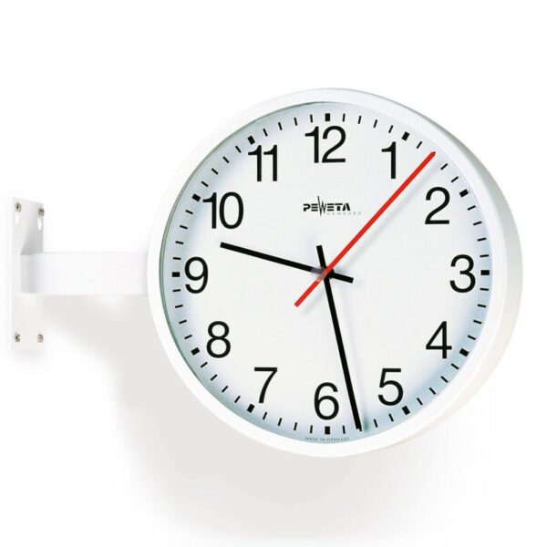 PEWETA 74.272.x doppelseitige Nebenuhr 12/24 Volt Minutenimpuls, Synchronsekunde 230 V/50 Hz, Ø 270 mm Wand-/Deckenmontage