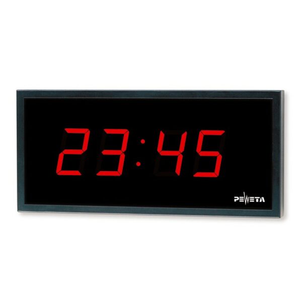 PEWETA 91.510.551 LED-Digitaluhr als NTP-Netzwerkuhr, PoE, 4-stellig, Stunde/Minute, Ziffernhöhe 57 mm, Ziffernfarbe Rot