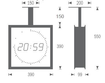 Gorgy Timing LEDI® REVERSO 7.60 doppelseitige Innenuhr DCF77-Synchronisierung