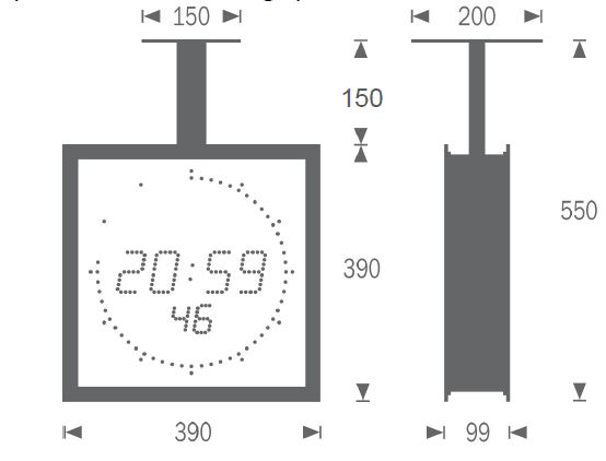 Gorgy Timing LEDI® REVERSO 7.60.S doppelseitige Innenuhr DCF77-Synchronisierung