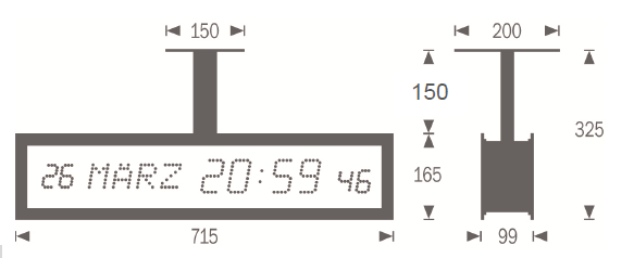 Gorgy Timing LEDICA® REVERSO 7.M.S doppelseitige Kalenderuhr Nebenuhr 24V Minutenimpuls