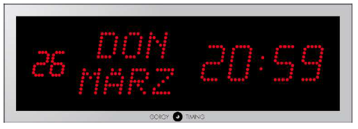 Gorgy Timing LEDICA® ALPHA REVERSO 7.M doppelseitige Kalenderuhr Netzwerkuhr NTP