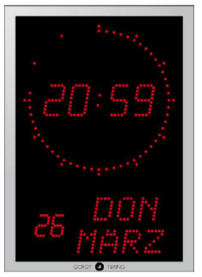 Gorgy Timing LEDICA® ALPHA 7.60.M einseitige Kalenderuhr DCF77-Synchronisierung
