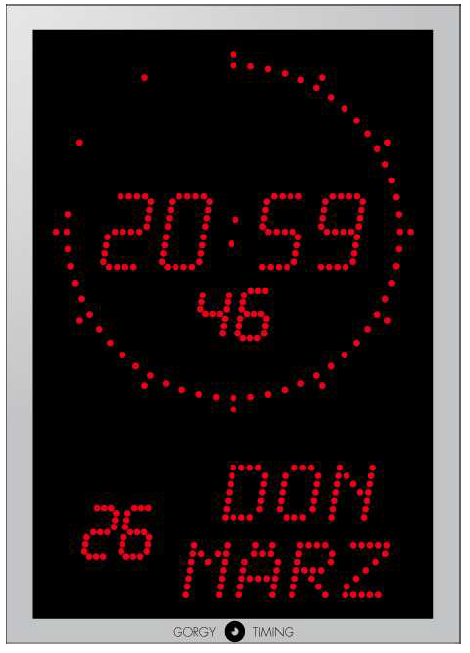 Gorgy Timing LEDICA® ALPHA REVERSO 7.60.M.S doppelseitige Kalenderuhr DCF77-Synchronisierung